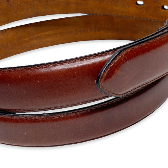 Men's John Henry Brown Tanned Cowhide Brass Buckle Leather Belt 42 - Picture 5 of 6